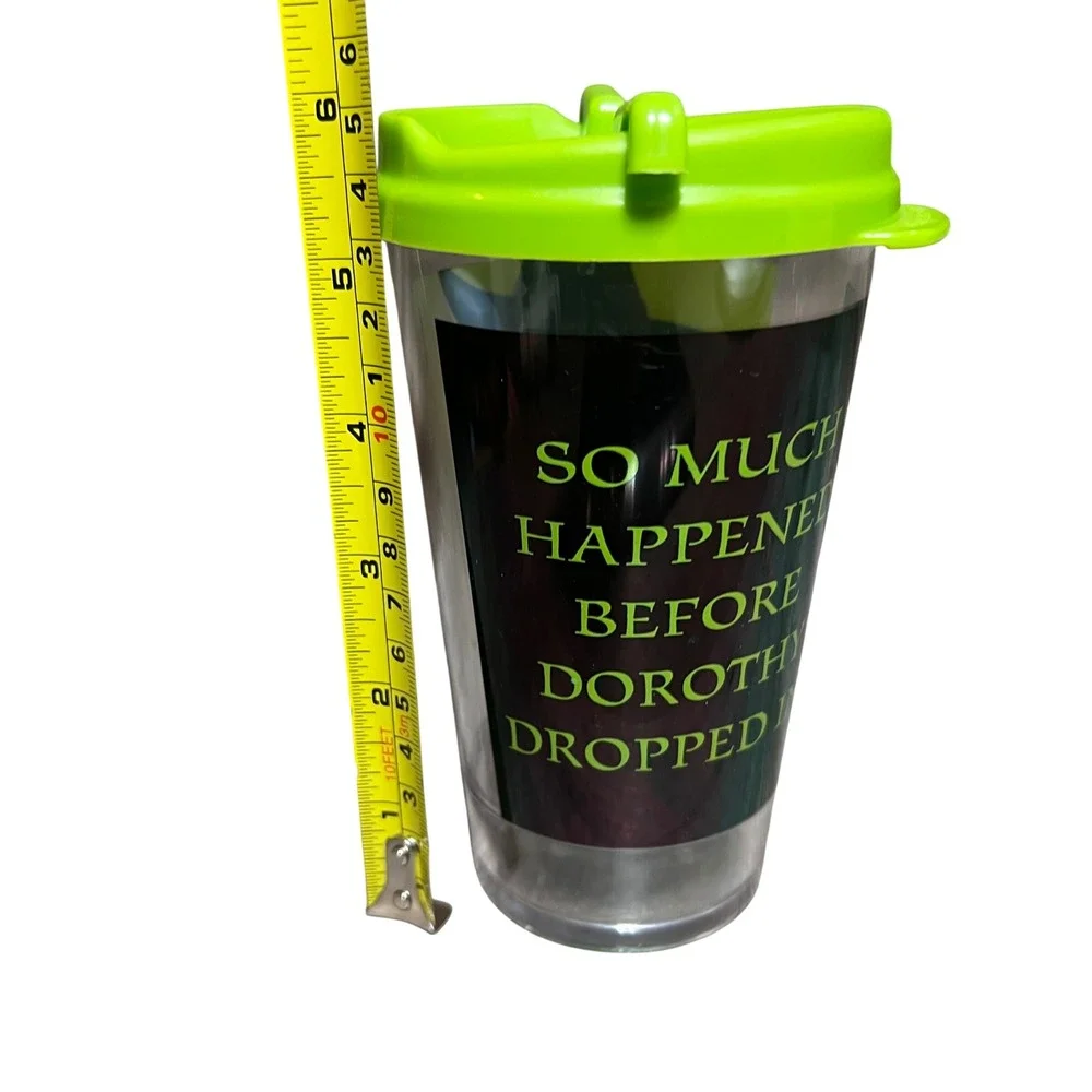 Wicked The Musical Travel Tumbler Lika Cup Company Green Black Dorothy Quote 6in